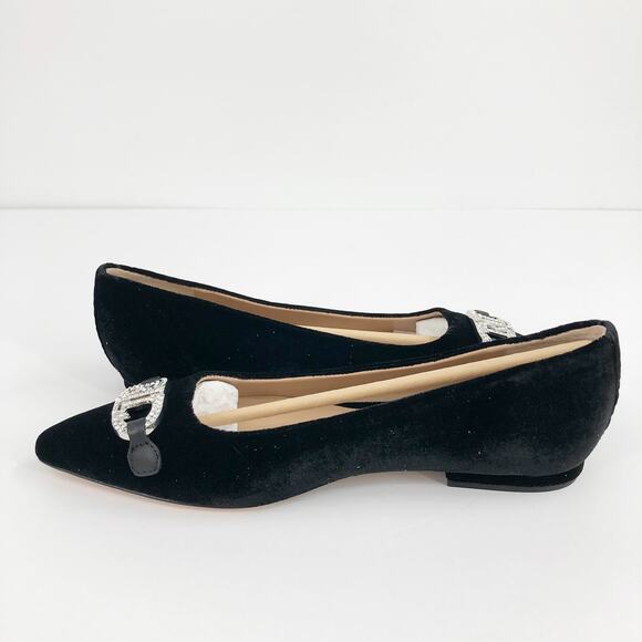 LAUREN RALPH LAUREN Lilah Velvet Ballet Flat Size 6 Black Pointed Toe Logo NWOB - Picture 6 of 11